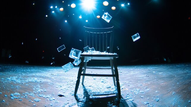 Empty Chair Dark Stage Blue Lighting