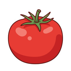 Flat Color Vector Set of Fresh Fruits and Vegetables on White Background