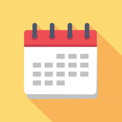 Calendar illustration with simple design and vibrant yellow background