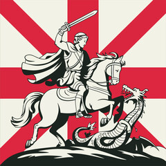 Saint George's Day vector designs with solid colors for social media, t-shirts, stickers, posters, print cards, and animated GIFs. Bold and modern vector illustrations for celebration.