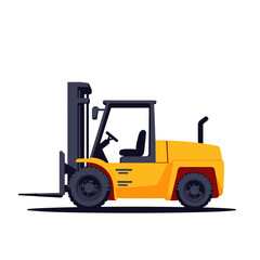 Fototapeta premium Illustration of a yellow forklift in a flat design style on a white background