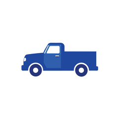 blue pickup agricultural transport side view on white background