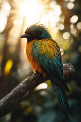 Fototapeta premium Golden-hooded Tanager in Sunset Light