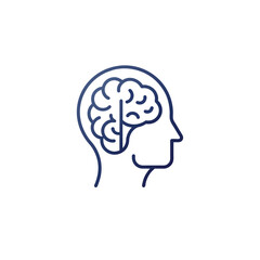 human head line art with brain