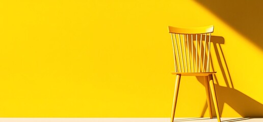 Yellow chair against sunny yellow wall