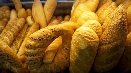 Assortment of bread at the bakery store