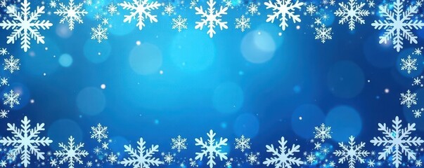 Intricate blue snowflake border design, winter theme , decoration, abstract