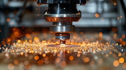 Automated CNC Laser Cutting Machine in Operation, Industrial Manufacturing Background