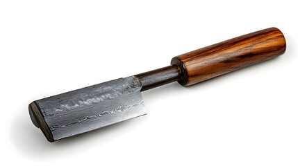 Knife with Wooden Handle on White Background 3D Illustration..