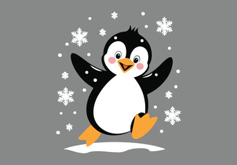 Obraz premium Vector Designs for World Penguin Day – Cute Penguins, Snowy Landscapes, T-shirt, Sticker, Social Media Posts & Animated GIFs for Print Cards and Merchandise