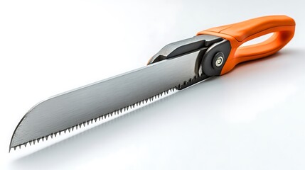 Orange Hand Saw Isolated on White Background 3D Render..