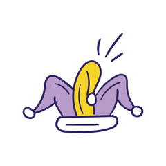 Jester Hat color line doodle icon with white background vector stock illustration