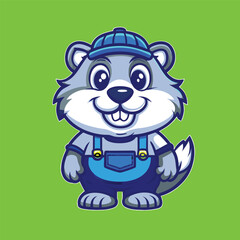 Fototapeta premium Adorable Beaver Character Cartoon Illustration for Business Mascot or Logo Design