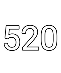 Black and white color numbers 520