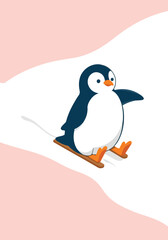 Fototapeta premium Vector Designs for World Penguin Day – Cute Penguins, Snowy Landscapes, T-shirt, Sticker, Social Media Posts & Animated GIFs for Print Cards and Merchandise