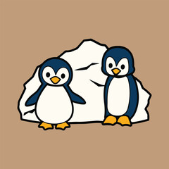 Fototapeta premium Vector Designs for World Penguin Day – Cute Penguins, Snowy Landscapes, T-shirt, Sticker, Social Media Posts & Animated GIFs for Print Cards and Merchandise