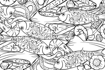 sea food pattern with fish