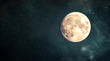 Fototapeta premium A stunning view of the moon against a starry night sky, capturing celestial beauty.