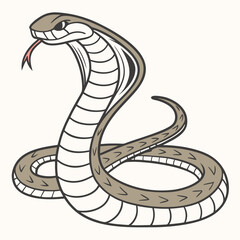 Cobra Elegance: This illustration shows a poised cobra, displaying its iconic hood with a striking pose, rendered in a captivating artistic style.