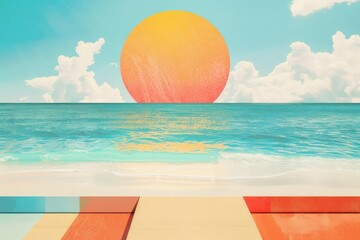 Retro collage of summer vibes beach sea sun. © Rawpixel.com