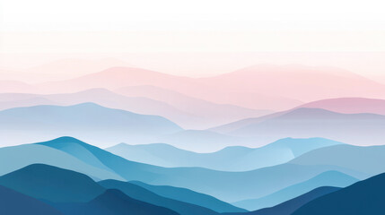 Serene layered mountain range with soft pastel hues creating a calming landscape art illustration enhancing visual appeal for wallpaper background designs