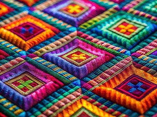 Miniature Abstract Diamond Textile Design: Tilt-Shift Photography