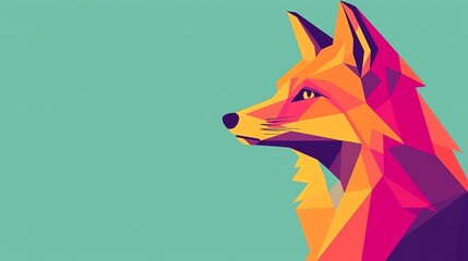 Obraz premium Colorful low-poly art of a fox showcasing vibrant geometric shapes and design.