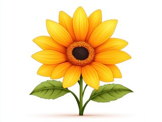 Obraz premium Bright and vibrant sunflower blooming against a white background, showcasing nature's beauty