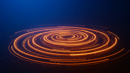 Obraz premium Vibrant Glowing Spiral Light Trails in Dark Blue Background