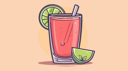 Refreshing Summer Citrus Beverage in Glass