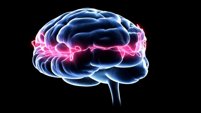 Abstract illustration of a human brain with neon wave patterns, symbolizing neural activity and thought processes