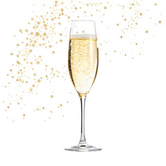 Sparkling Champagne Flute Elevating Celebrations with Festive Golden Glow