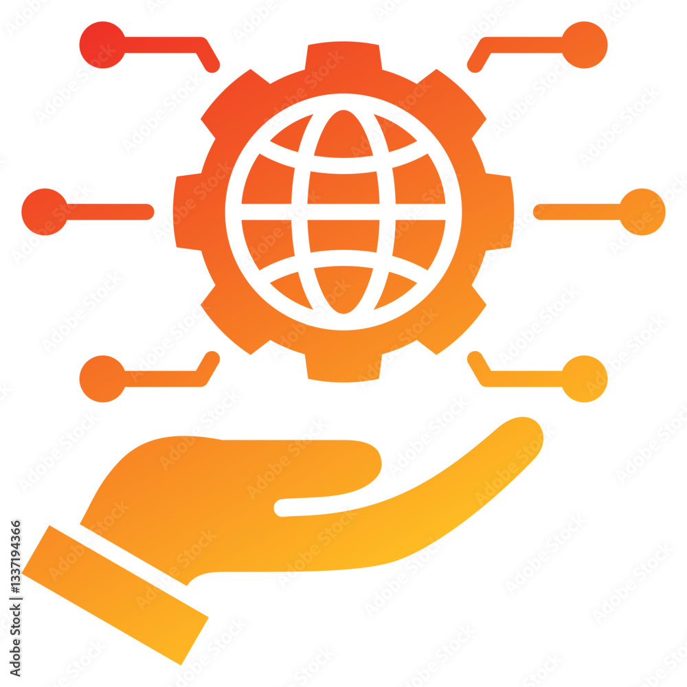 Poster digital transformation glyph gradient icon