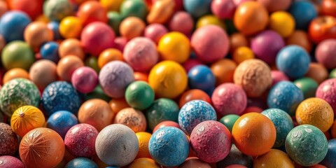 Fototapeta premium Abstract background of multicolored balls, varying sizes and textures, background texture, playful