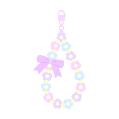 お花のビーズリボンストラップ♪PNG