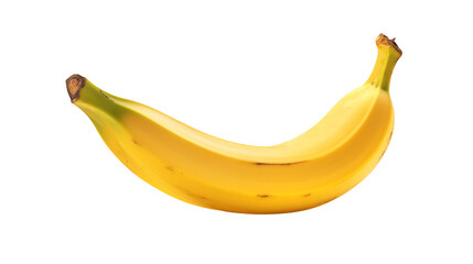 Single ripe banana with a smooth yellow peel isolated against a stark black background in studio shotisolated on transparent background	
