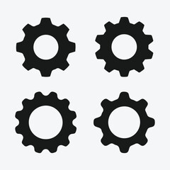 Gear Wheel Icon Set for Industry and Engineering. Settings icon silhouette.