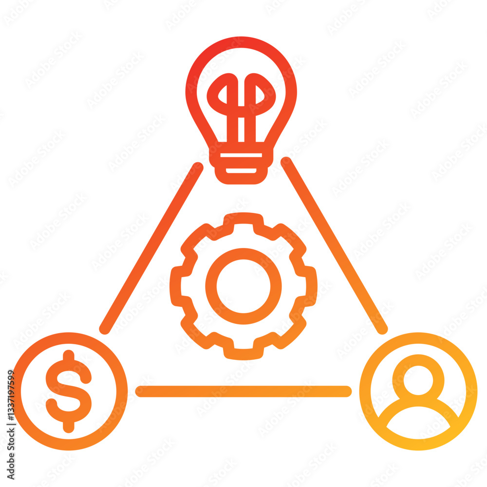 Poster business model line gradient icon