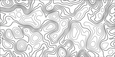 Abstract topographic contour line pattern. Minimalist black and white elevation map design. Geographic terrain background. Modern wavy curves texture. Seamless topography illustration for maps