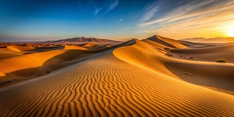 Naklejka premium Minimalist Erg Chebbi Dunes, Western Sahara, Morocco: Breathtaking Panorama Landscape