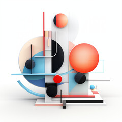 Abstract multicolored spherical 3d shape, icon, color image, white, blue, red, cherry, orange, purple, isolated on a white background, without people