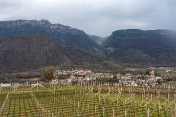 Landscape of Eppan an der Weinstrasse, a town near Bolzano, South Tyrol, Italy