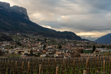 Landscape of Eppan an der Weinstrasse, a town near Bolzano, South Tyrol, Italy