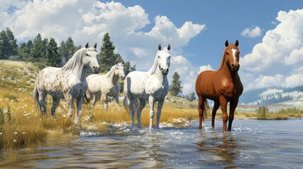 Obraz premium Wild nature and horses – a moment of speed and power