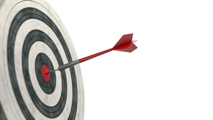 Isolate of Target board wit red arrow on white background PNG. GENERATIVE AI