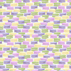 Seamless assorted macarons pattern. Macaroon background 







