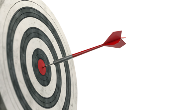 Isolate of Target board wit red arrow on white background PNG. GENERATIVE AI