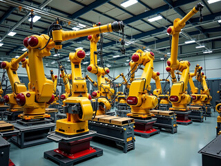 Fototapeta premium bright machines in a manufacturing plant 