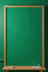 Blank, vibrant green chalkboard ready for notes or drawings, fresh, clear