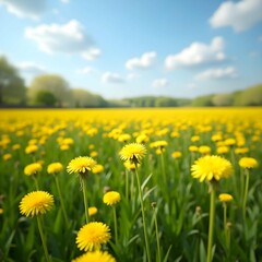 Obraz premium yellow dandelions on a meadow